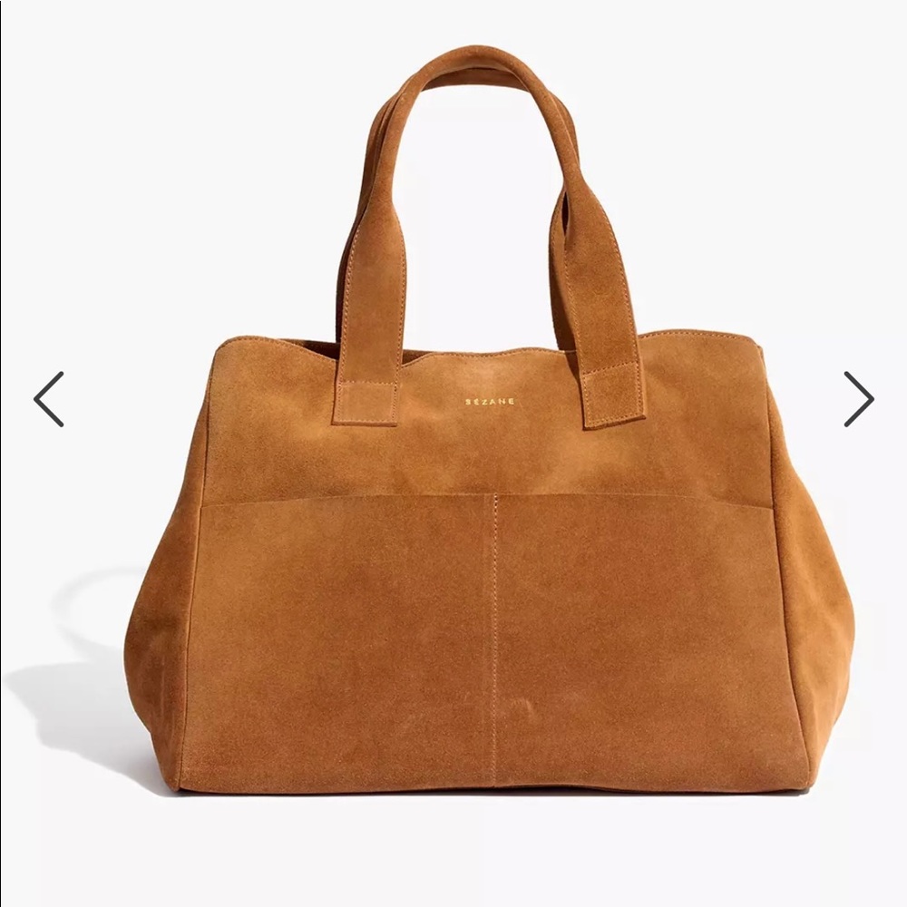 Sezane rich suede tote.